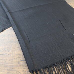 新品 薄手【シルク100% SILK】無地 ブラック BLACK 黒 Plain 大判 ストールの画像3