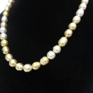 【4-96】 K18留め具 バロックパール 真珠 約8-10mm ネックレス 全長約44cm 重量約45.6ｇの画像9