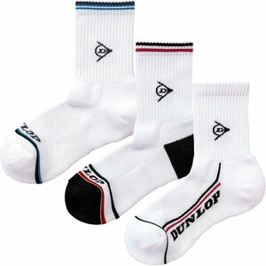 * Dunlop [ tennis ] men's socks ( half )3 pairs set TPO-6134 color : white ( size :25~27cm)v31