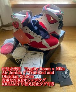 新品未使用　Trophy Room × Nike Air Jordan 7 True Red and Obsidian 26.5cm 貴重なNIKEオレンジタグ付き