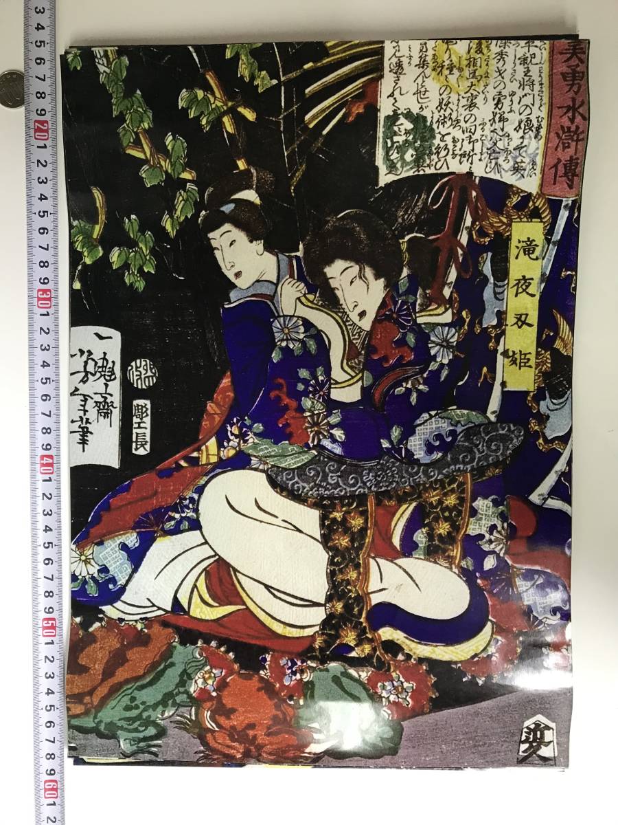 저렴한 가격 시작! 우키요에 포스터 42 x 30 cm 쓰키오카 요시토시 비유 수호전 중 17684, 그림, 우키요에, 인쇄물, 다른 사람