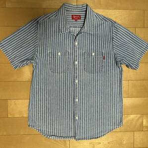 supreme 17ss stripe denim s/s shirt シュプリーム ストライプ デニム ショートスリーブ シャツ インディゴ indigo 窪塚 着用 ヒッコリーの画像2