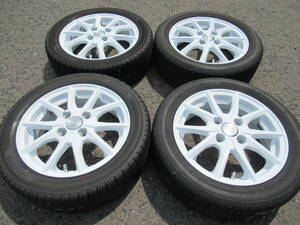 中古タイヤ☆165/55-14 165/55R14 マナレイスポーツ SPIDR ホワイト 4.5J+43 100 4H 4本セット☆