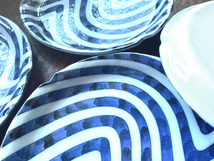 和食器●平皿4枚セット●大恵窯●円型●白地に青で水流●中皿_画像5