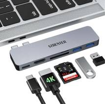 MacBook 6in1 USB-C ハブ PD充電 ポート USB3.0ポート SD/Micro SDカードリーダー 直挿しタイプ_画像1