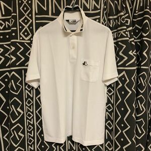 【値下げ】【美品】BLACK&WHITE ブラックアンドホワイト 夏用 メンズ ゴルフウェア ポロシャツ Mサイズ 