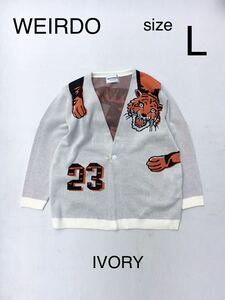 【送料無料】WEIRDO ウィアード　カーディガン　RINGING TIGER L/S KNIT CARDIGAN IVORY size L グラッドハンド　ギャングスタービル