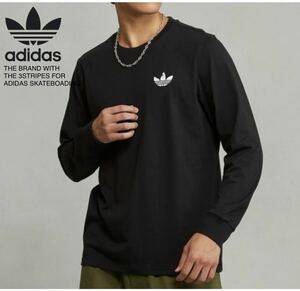 新品 adidas アディダ 3STRIPES T-shirt スケートボーディング Tシャツ ブラック 黒［ 2XLサイズ ］