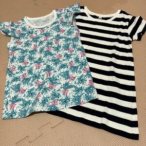 ユニクロ　ポール&ジョー　コラボTシャツ　半袖　無印　ボーダー　ワンピース　ネイビー Tシャツ　100