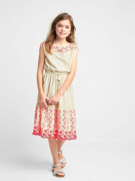 GAP KIDS フローラルアイレットミディワンピース 140㎝ (150) 定価5,900円 ギャップ キッズ 夏 女の子 子ども リゾート