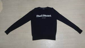 送料無料★美品sizeL★PaulStuart SPORT★長袖★ニット・セーター/濃紺ネイビー★文字ロゴ刺繍★スポーツ★ポールスチュアート★メンズ