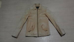 sizeL位★JACKROSE VINTAGE☆ジャックローズ★シングルライダースジャケット/ベージュ★本革レザー★バイカー★JKT★メンズ