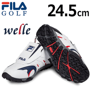 FILA GOLF welle FL-WSLS-TC【フィラ】【ゴルフ】【シューズ】【スパイクレス】【サイズ：24.5cm】【カラー：ホワイト】【GolfShoes】