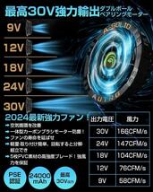 最高30V超高出力 空調服ベスト XL ファン付きベスト 空調冷風服 ファンバッテリーセット 5段階調整 24000mAhバッテリー付き_画像4