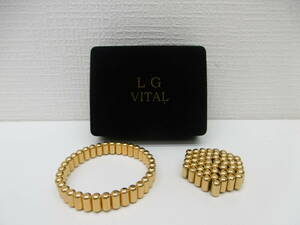 雑貨祭 アクセサリー祭 LGバイタル 磁器ブレスレット ゴールド系 ケース付き LG VITAL メッキ 汚れ有 使用品 中古 長期保管品