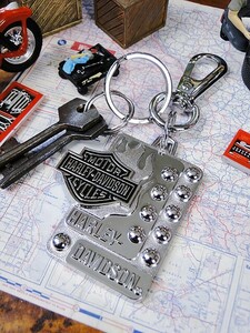 ハーレーダビッドソン　メタルキーホルダー　（B&Sリベット）　■　アメリカン雑貨　アメリカ雑貨　harley　davidson　キーリング