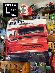 デカサイズ　Lサイズ　51cm　ポルシェ　ポップアートフレーム　（911 GT3/LAVA ORANGE）　■　アメリカン雑貨　アメリカ雑貨　