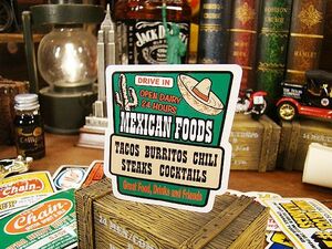 アメリカン　アドバタイジング　ステッカー　Lサイズ　（No.5/MEXICAN FOODS）　アメリカン雑貨　アメリカ雑貨　車　シール　ブランド