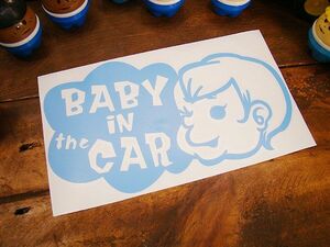 「赤ちゃん乗ってます」　アメリカンステッカー　（スカイブルー）　アメリカ雑貨　アメリカン雑貨　車　シール　ブランド