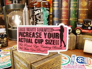 アメリカン　アドバタイジング　ステッカー　Lサイズ　（No.56/INCREASE YOUR ACTUAL CUP SIZE）　アメリカン雑貨　アメリカ雑貨　シール