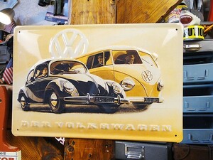 世界の名車＆クラシックカー　3Dメタルサイン　（フォルクス・ワーゲン/ノスタルジック）　アメリカン雑貨　アメリカ雑貨