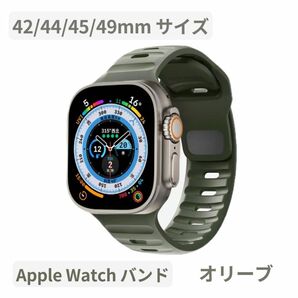 Apple watch band アップルウォッチバンド スポーツバンド 最新 人気 オシャレ ラバーベルト オリーブ