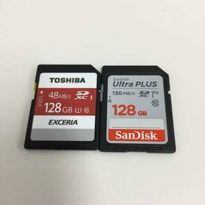 ◆SDカード 128GB 2枚セット TOSHIBA SDXC SanDisk Ultra PLUS メモリカード 【24/0412/0の画像1