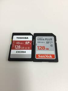 ◆SDカード 128GB 2枚セット TOSHIBA SDXC SanDisk Ultra PLUS メモリカード　【24/0412/0