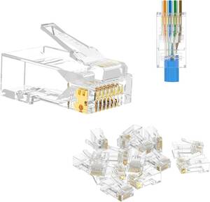 VCE RJ45 コネクタ CT6 CT5E CT5 LNケーブル用 貫通型 LNコネクタ 配線簡単 爪折れにくい 50個セット