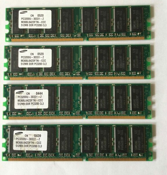 ①メモリ　DDR 512MB 4枚　SAMSUNGチップ