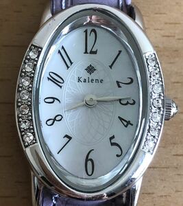 276-0790 Kalene レディース腕時計　革ベルト　ソーラー　紫　パープル　動作確認済み