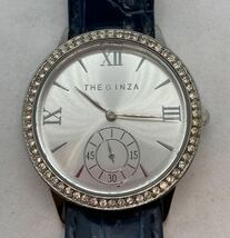 294-0797 THE GINZA 腕時計 革ベルト ネイビー 電池切れ 動作未確認_画像1