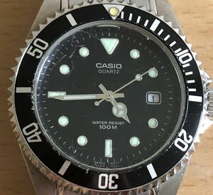 281-0535 CASIO カシオ　メンズ腕時計　金属ベルト　クオーツ　MTD-1010 電池切れ　動作未確認