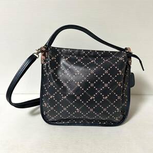 PELLE BORSA ペレボルサ ショルダーバッグ 2way ハンドバッグ 総柄 ネイビー ＊26の画像2