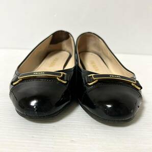 PRADA プラダ フラットシューズ エナメルパンプス 351/2 22.5cm ブラック ＊BCの画像3