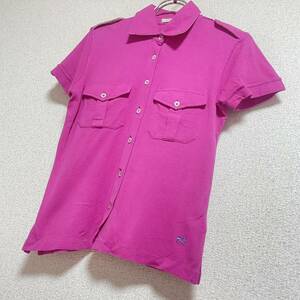  Etro ETRO polo-shirt work shirt short sleeves violet sho King Pink Lady -s size inscription 42..S-M corresponding *CW