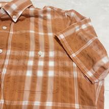 バーバリー BURBERRY コットンレギュラーカラーシャツ チェックシャツ 半袖 オレンジ系 メンズ サイズL ＊BH_画像5
