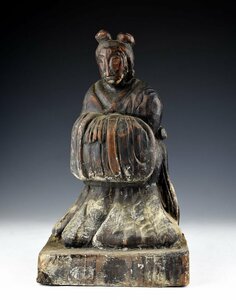 【蔵A3192d】民衆仏　木彫　人物　神像　江戸時代　民藝