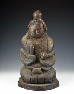 【蔵A3192e】民衆仏　木彫　人物　神像　武人　江戸時代　民藝