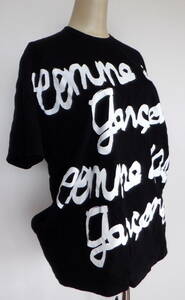*2 прекрасный товар Comme des Garcons знак принт короткий рукав футболка чёрный '21 женский XS COMME des GARCONS хлопок хлопок круглый вырез . дизайн деформация довольно большой 