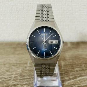 S14-6◎ SEIKO セイコーTEPEⅡ 時計 7123-0808 ☆中古品・稼働品☆ QUARTZ クオーツ グラデーションネイビー カレンダー 日付 腕時計 日本 の画像1