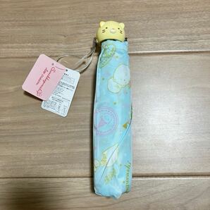 即決 新品 すみっコぐらし 折りたたみ傘 50cm ねこ ブルー 水色 すみっこ すみっコ 折り畳み傘 傘 レディース キッズ 子供 女の子 猫 ネコの画像2