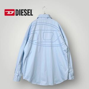 ［超美品］DIESEL ディーゼル 長袖シャツ 刺繍 40700円 ブルー バックロゴ