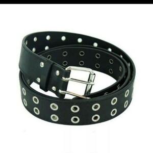  eyelet belt Korea fashion black black punk style 2 ream hole 