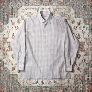 Charvet Cotton Check Dress Shirt シャルべ コットン 綿 チェック ピンク シャツ ヴィンテージ ビンテージ フランス製 メンズ 90s