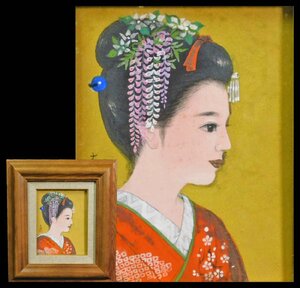 大海一郎 花簪 美人画 日本画 F0号 現代創造美術協会運営委員 美人画個展20 紺綬褒章 w240228