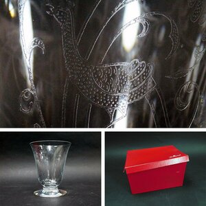 バカラ Baccarat クリスタルガラス パルメ フラワーベース(花瓶 飾壺)栞付 長期保管品AC24042815