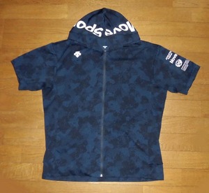 DESCENTE MOVE SPORT Descente Move sport S.F.TECH graphic short sleeves Zip up Parker hood jacket .7480 NVY XO USED