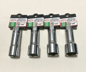 ¥1 start! tone TONE plug wrench 4 pcs set hexagon magnet attaching 16,18,19,20.8mm difference included angle 9.5mm 3/8 unused goods!