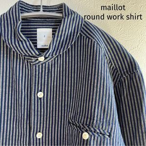 maillot(マイヨ）サンセットストライプラウンドワークシャツ